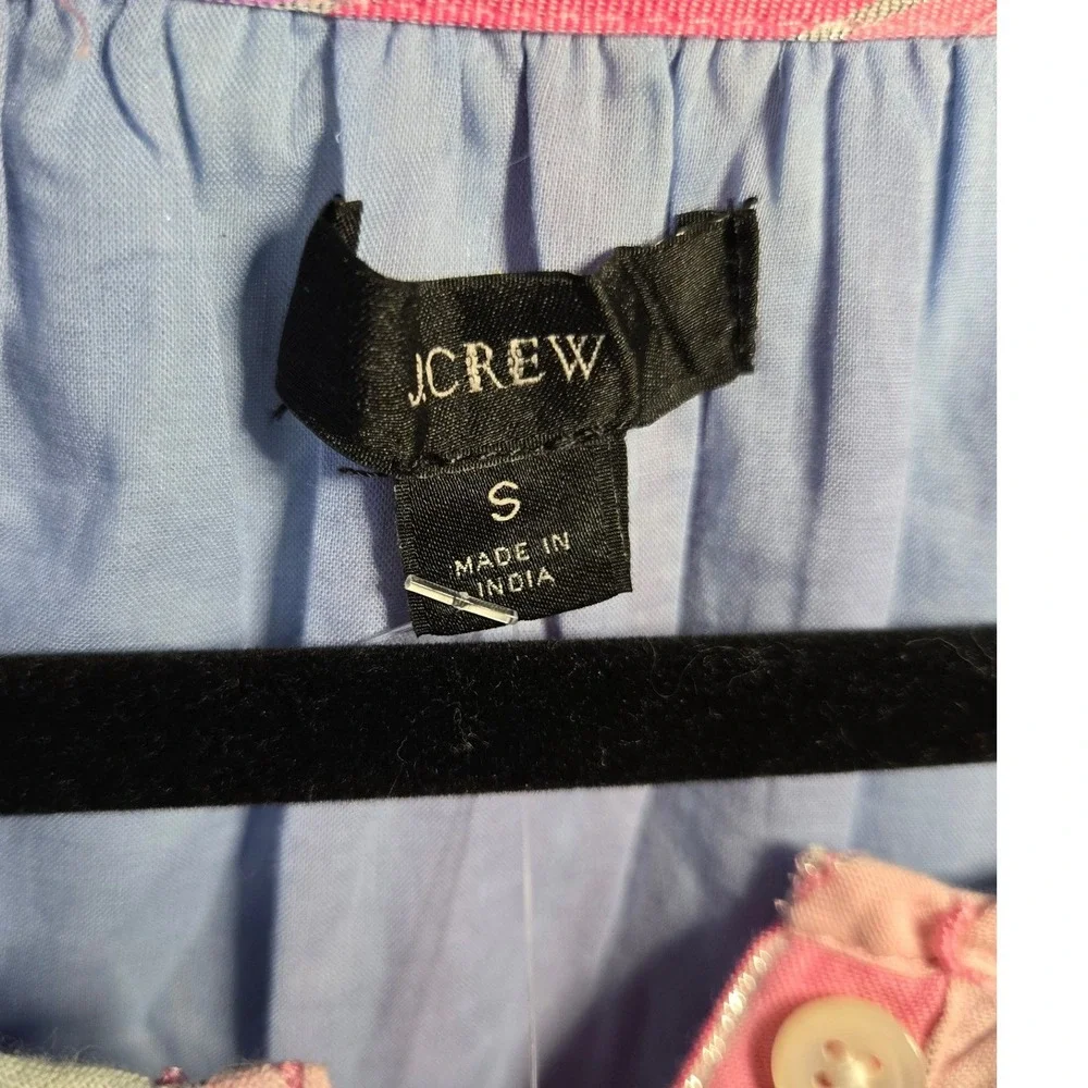 J Crew NWT Pink Striped Tiered Dress Metallic Detail Babydoll Cottagecore Medium